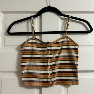 Urban Outfitters Striped Multicolor Button-Up Crop Top